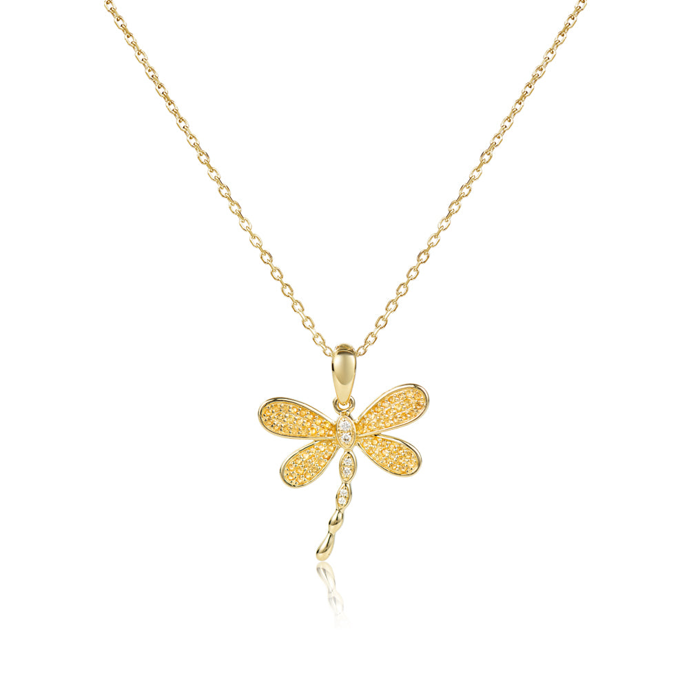 14K Yellow Gold Dragonfly Pendant