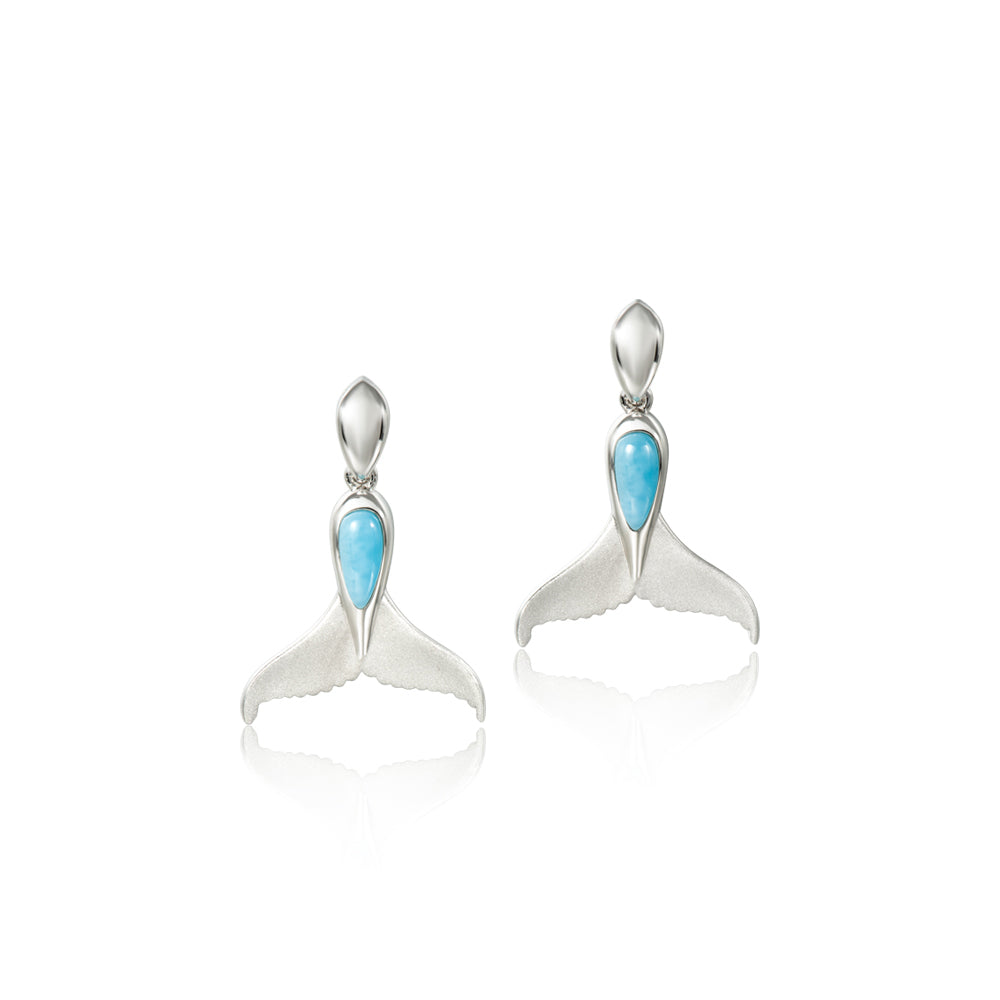 Silver 925 Larimar Whale Tail Earrings
