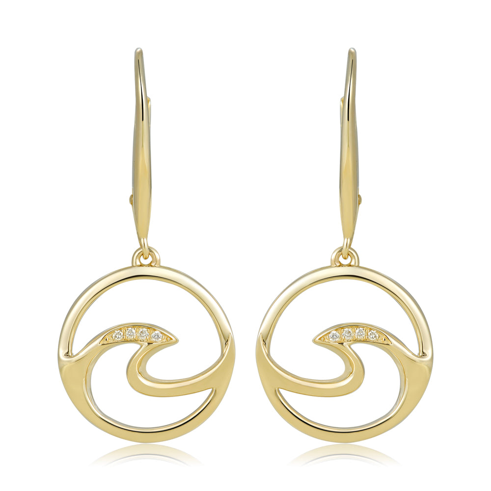 14K Yellow Gold Wave Earrings