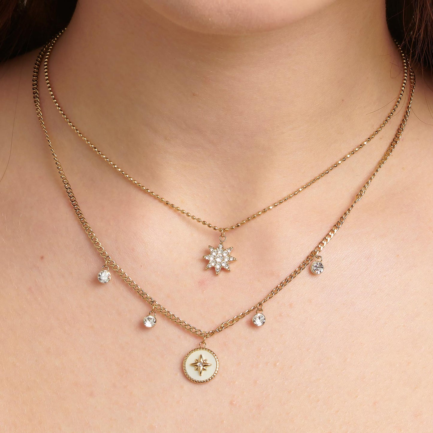 Women's Gold Stacked Chain Necklace
