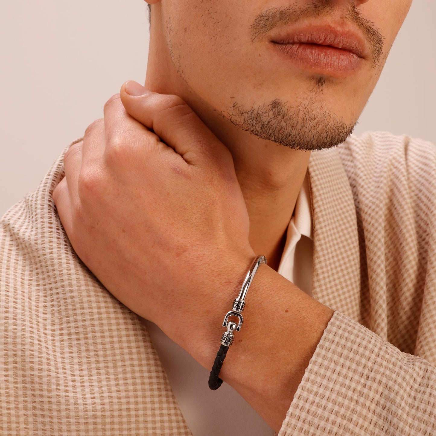 Stainless Steel Leather Bracelet