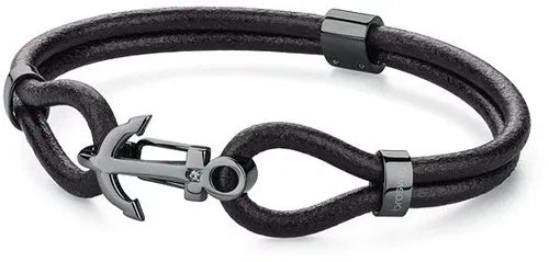 Anchor Stainless Steel Leather Marine Bracelet