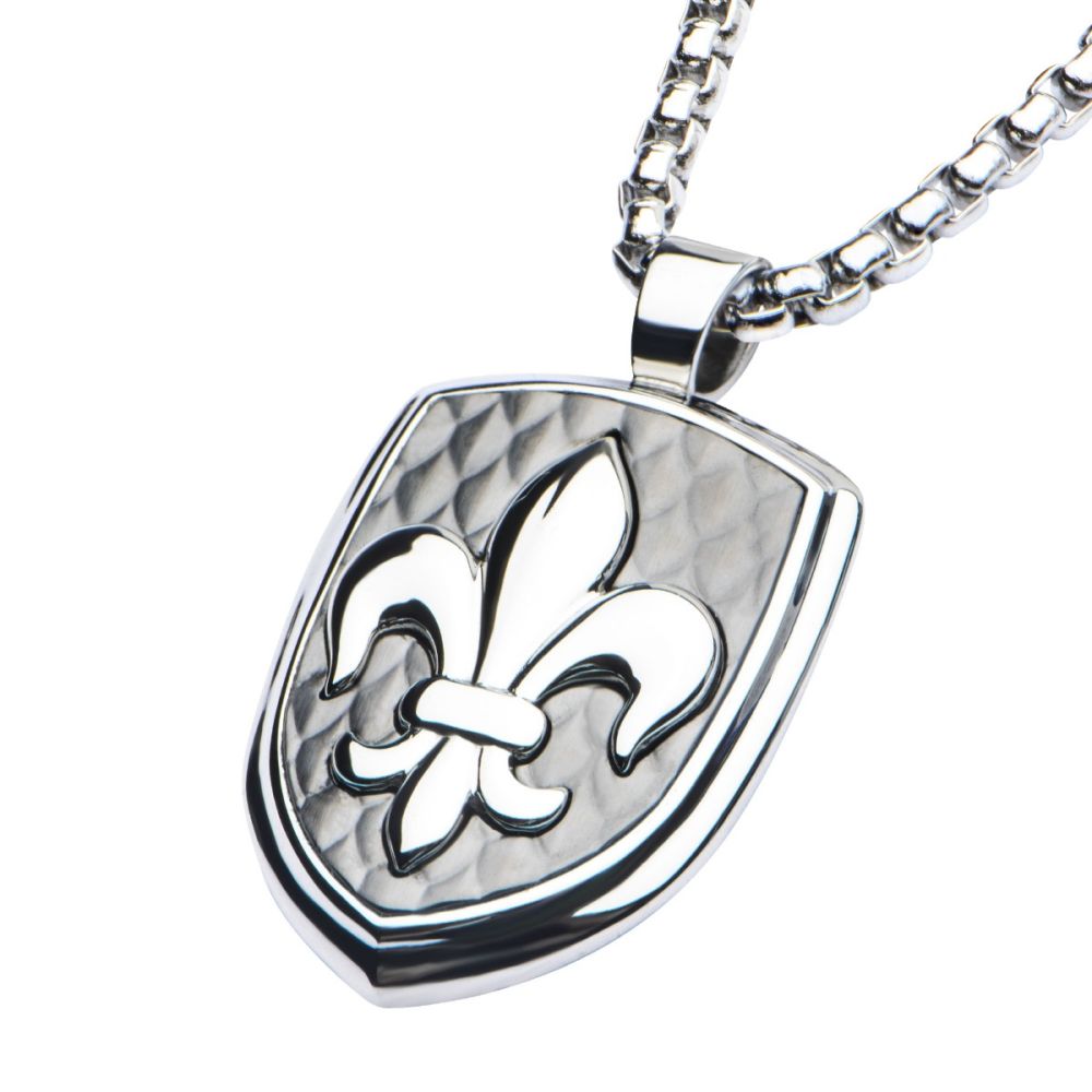 3.5mm Box Chain with a Fleur de Lis Pendant