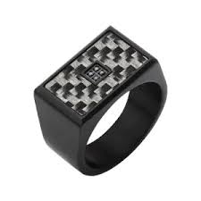 Stainless Steel Black and Grey Zirconia Black Diamond Ring