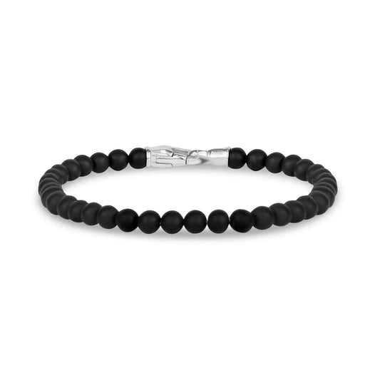 Steel Matte Black Onyx Bead Bracelet