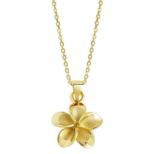 14K Yellow Gold Plumeria Pendant 15mm