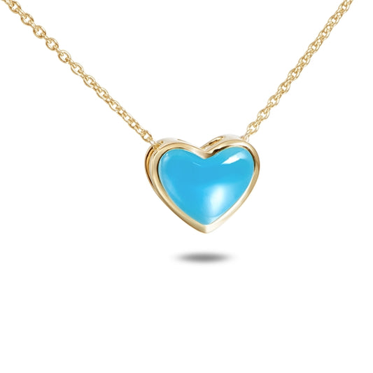 14K Yellow Gold Larimar Heart Pendant