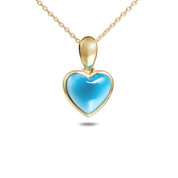 14K Yellow Gold Larimar Heart Pendant