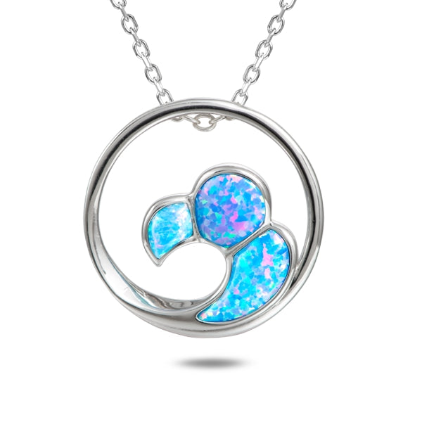 Sterling Silver 925 Wave Opal Pendant