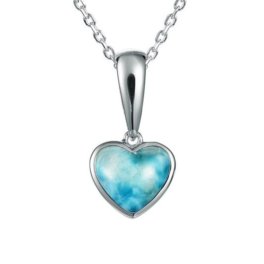 925 Sterling Silver Larimar Heart Shape Pendant