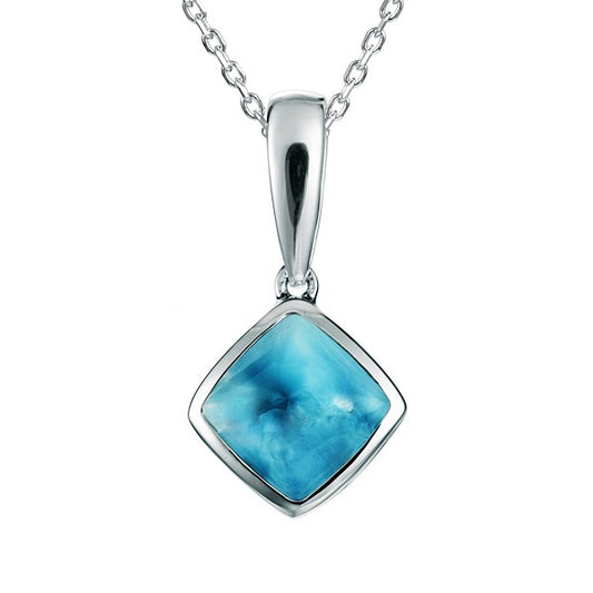 925 Sterling Silver Larimar Diamond Shape Pendant