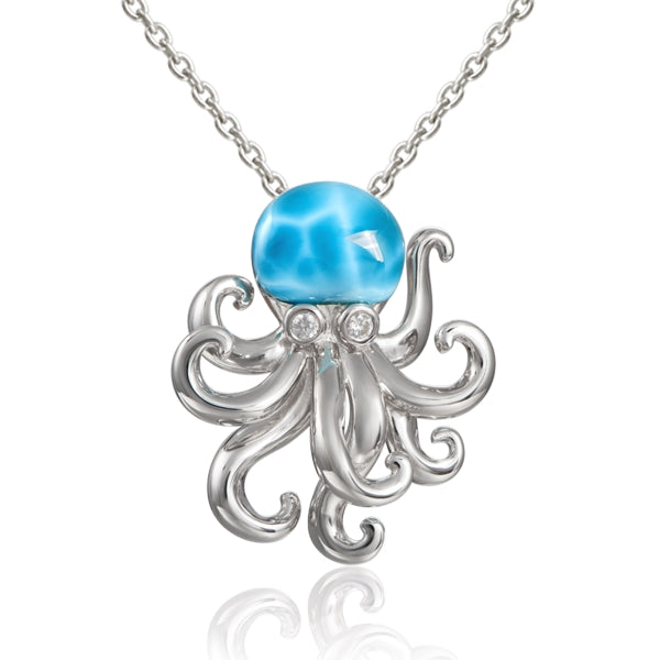 Silver 925 Larimar Octopus Pendant