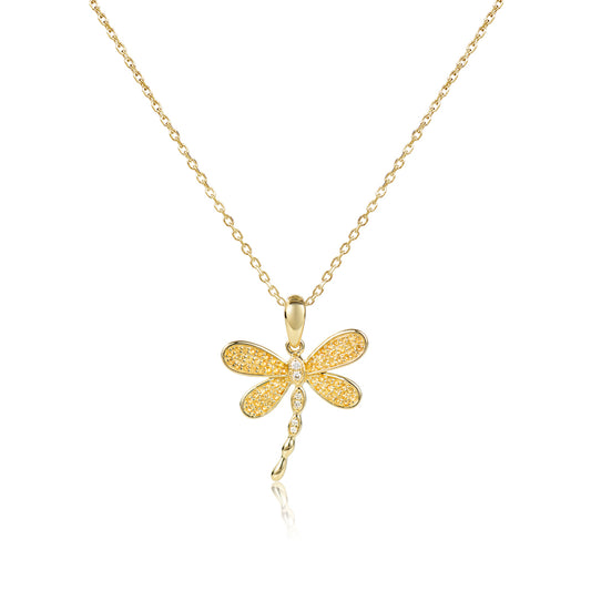 14K Yellow Gold Dragonfly Pendant