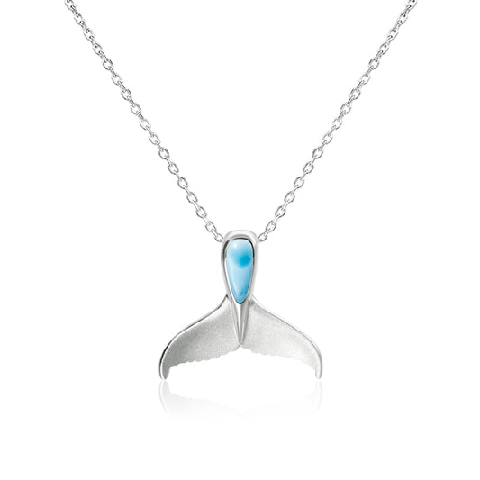 Silver 925 Larimar Whale Tail Pendant