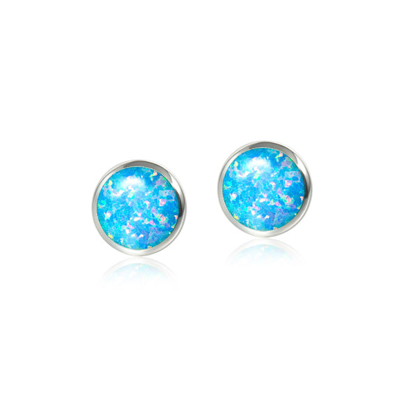 Sterling Silver 925 Opal Stud Earrings 12mm