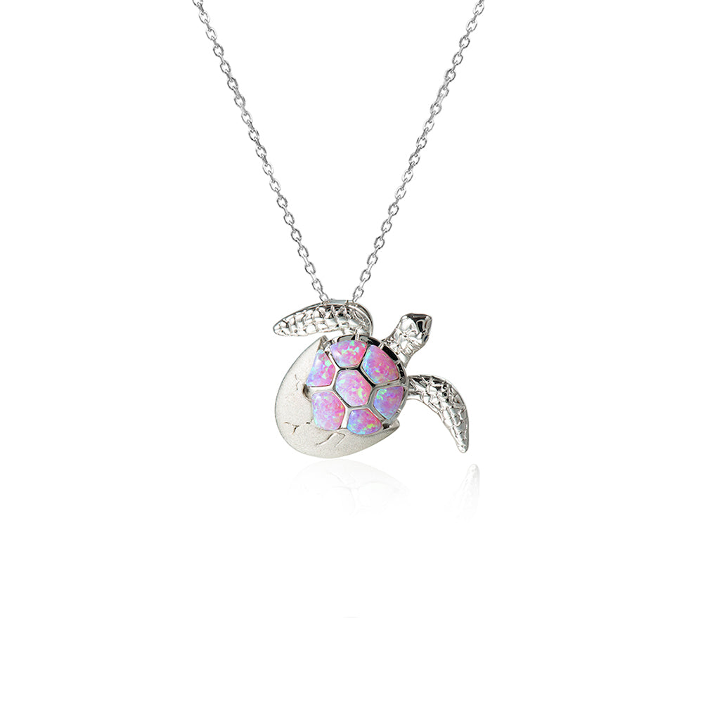 Silver 925 Opal Hatching Turtle Pendant