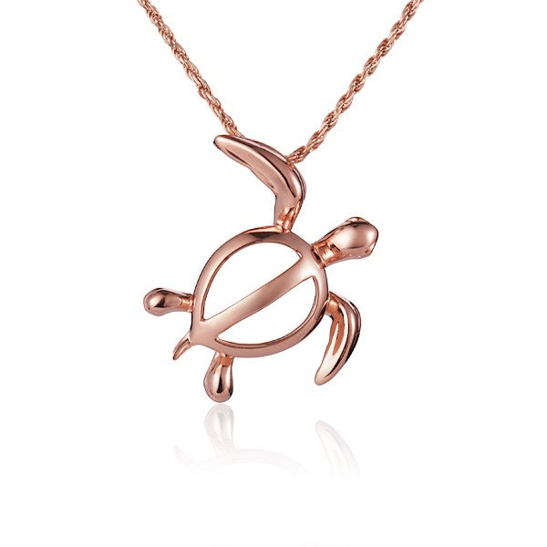 14K Rose Gold Honu Pendant & Necklace