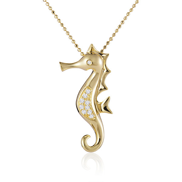 14K Yellow Gold Seahorse Pendant