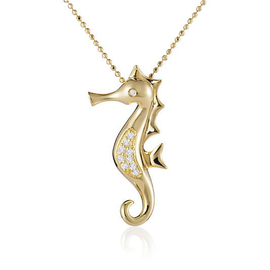 14K Yellow Gold Seahorse Pendant