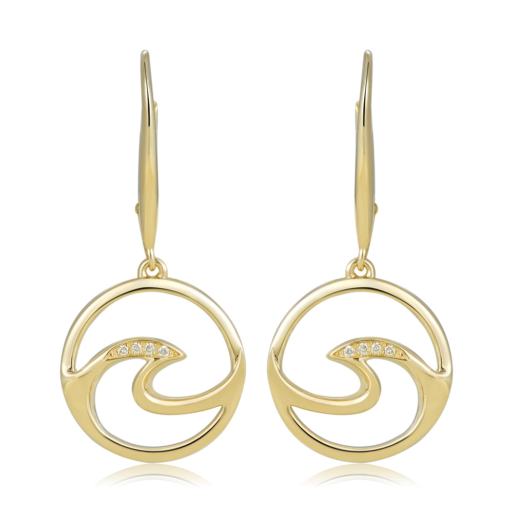 14K Yellow Gold Wave Earrings