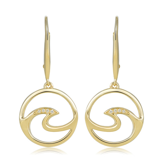 14K Yellow Gold Wave Earrings