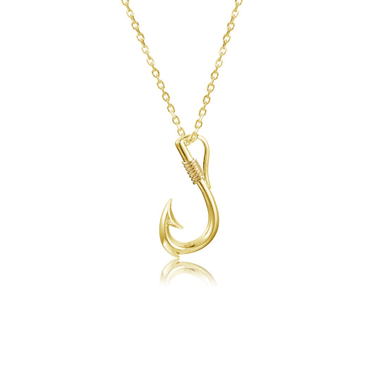 14K Yellow Gold Fishhook Pendant