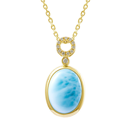 14K Yellow Gold Larimar Pendant