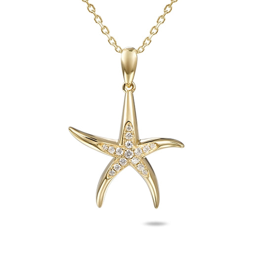 14K Yellow Gold Starfish Pendant