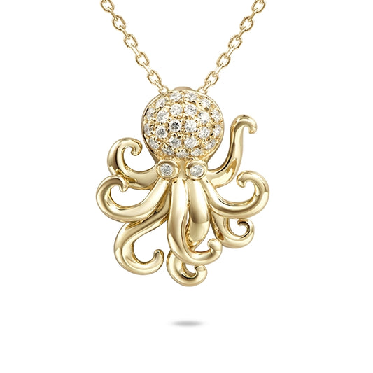 14K Yellow Gold Octopus Pendant