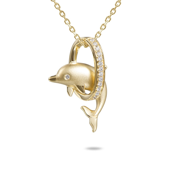 14K Yellow Gold Dolphin Pendant