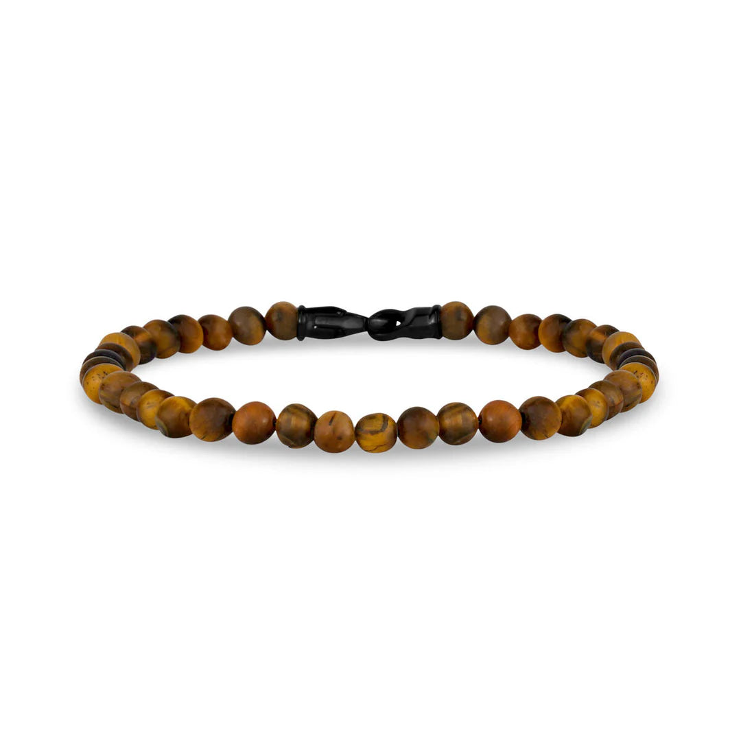 Stainless Steel Matte Tiger Eye Bead Bracelet