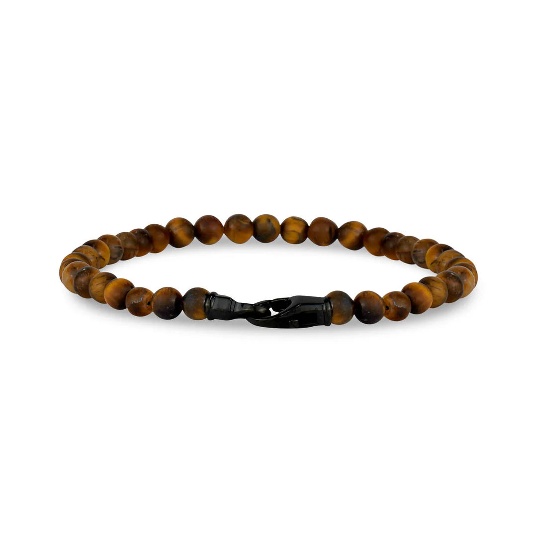 Stainless Steel Matte Tiger Eye Bead Bracelet