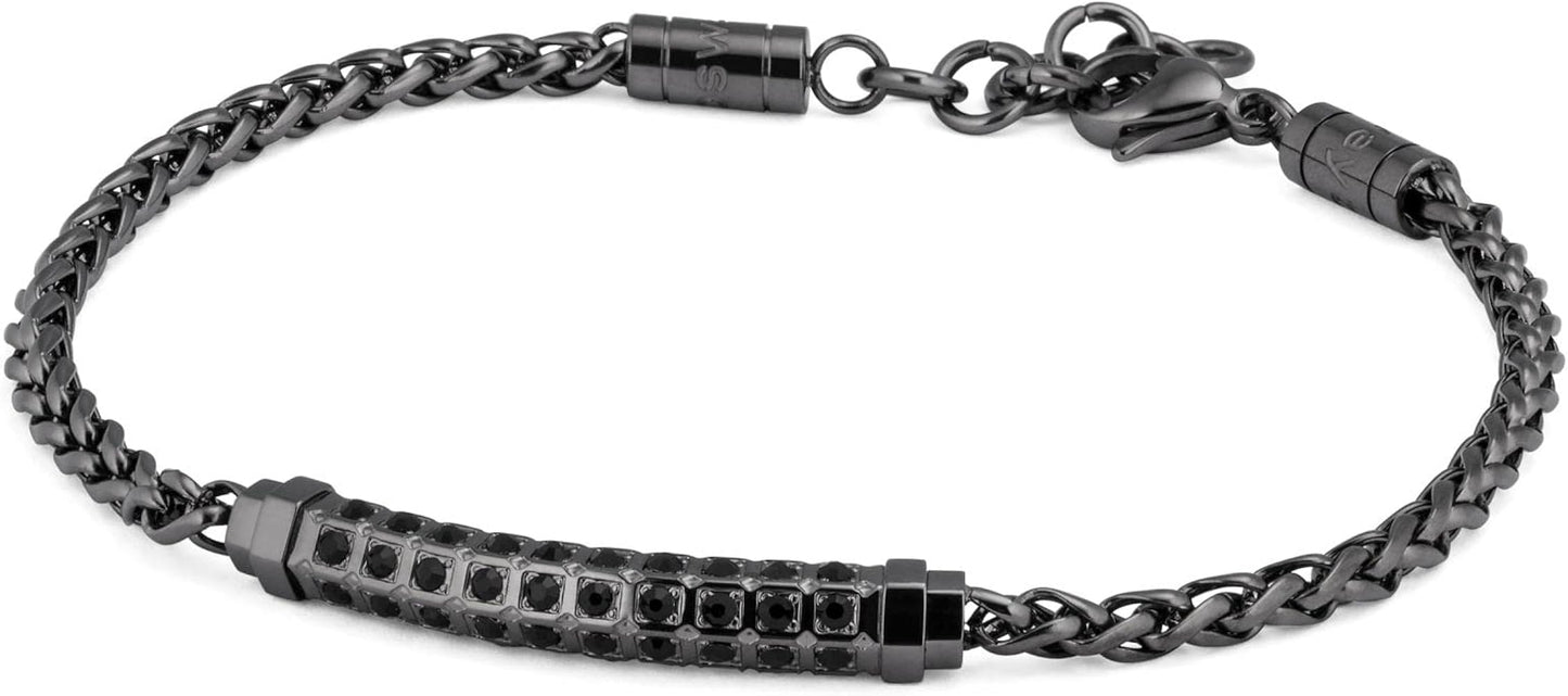 Stainless Steel with Black Stones Bracelet