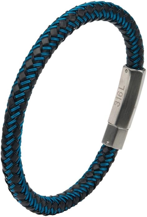 Blue & Black Woven Rubber Bracelet