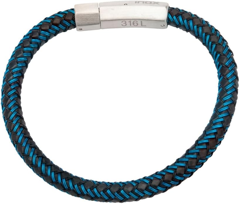 Blue & Black Woven Rubber Bracelet