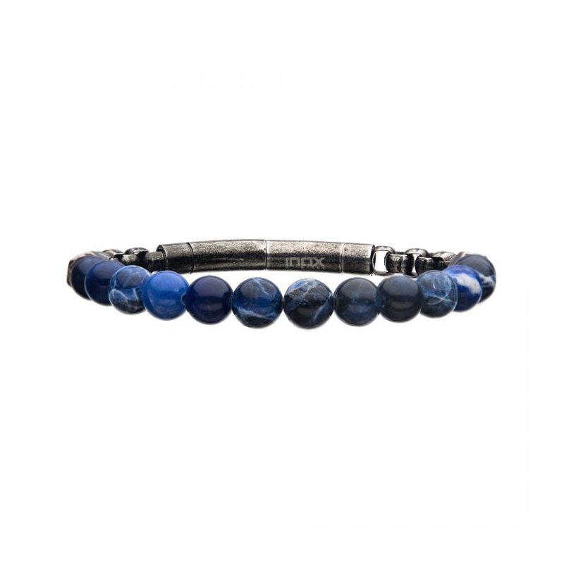 Sodalite Beads & Box Chain Bracelet