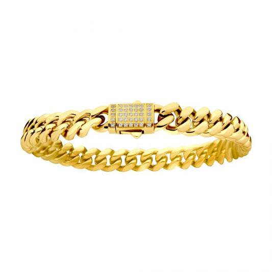 8mm 18K Gold Plated Miami Cuban Chain Bracelet