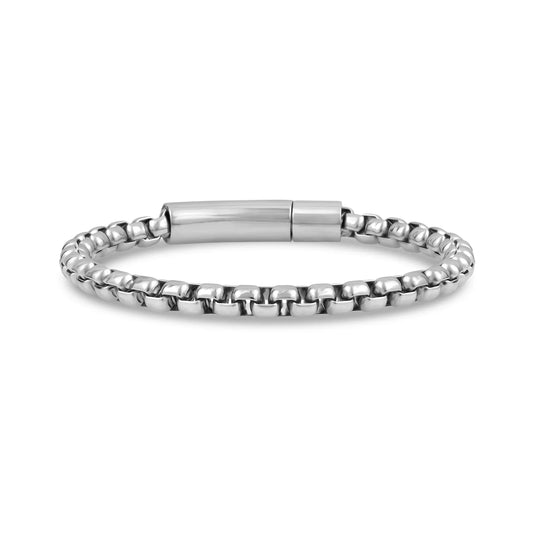 Steel Round Box Link Bracelet