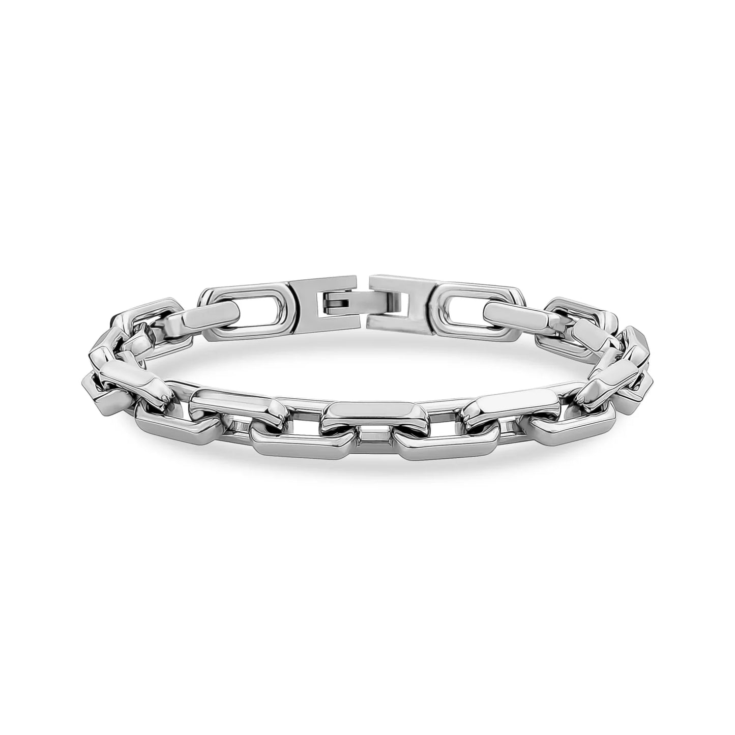 Steel Rectangular Link Bracelet