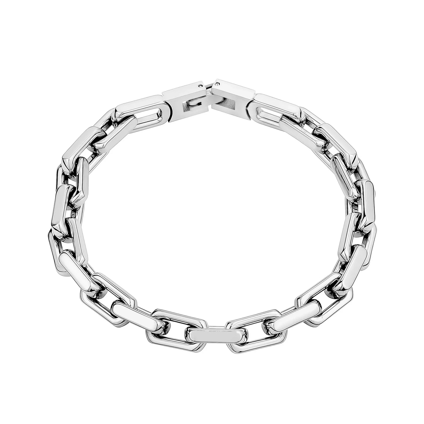 Steel Rectangular Link Bracelet