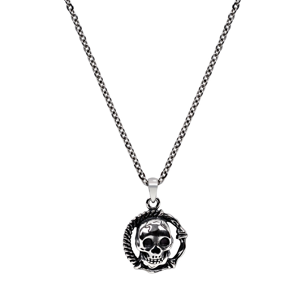 Stainless Steel Skull & Bones Pendant With Chain