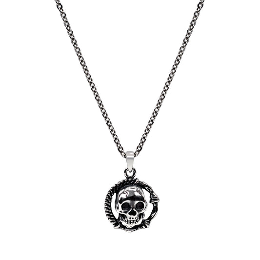 Stainless Steel Skull & Bones Pendant With Chain