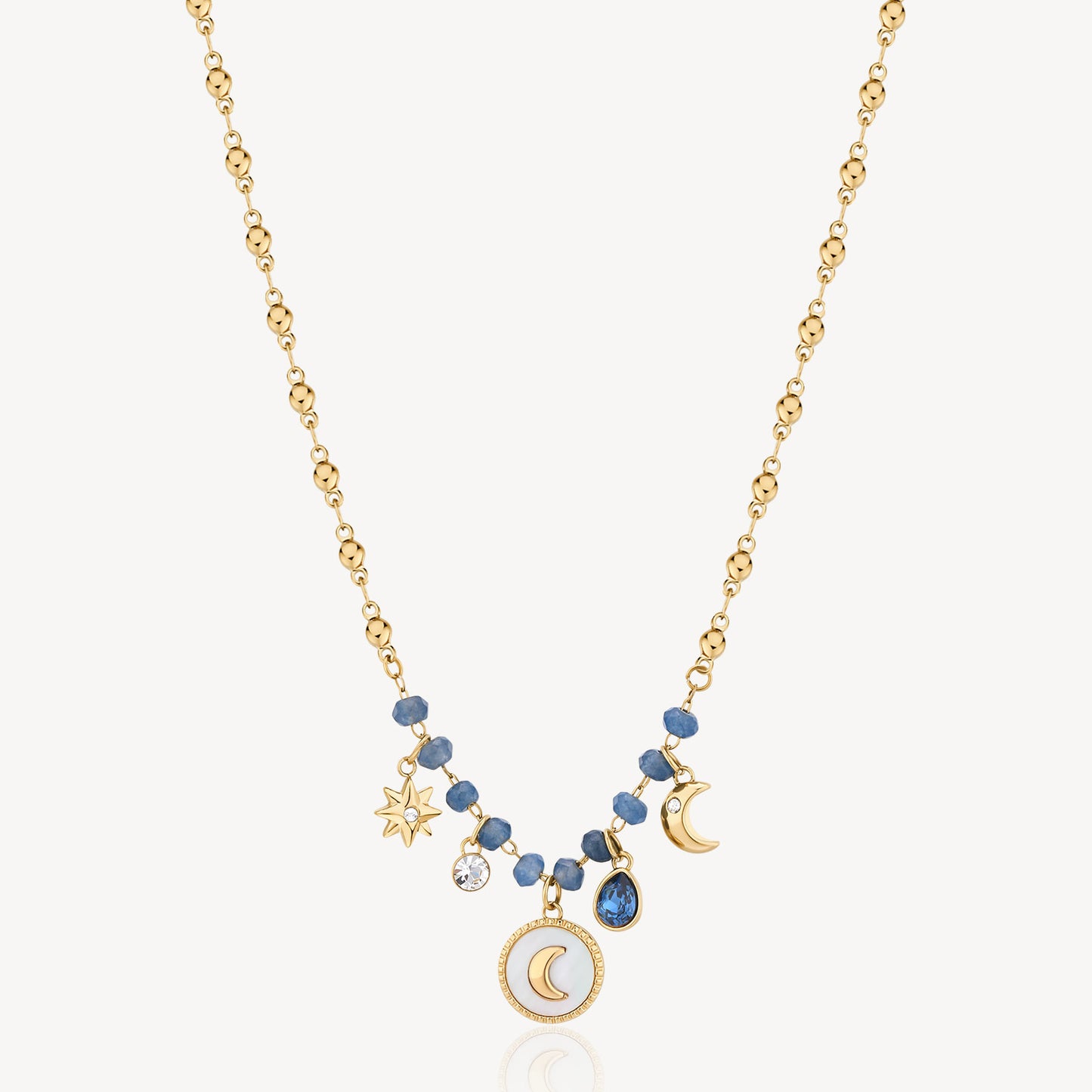 Mother Pearl Gold Charm Necklace