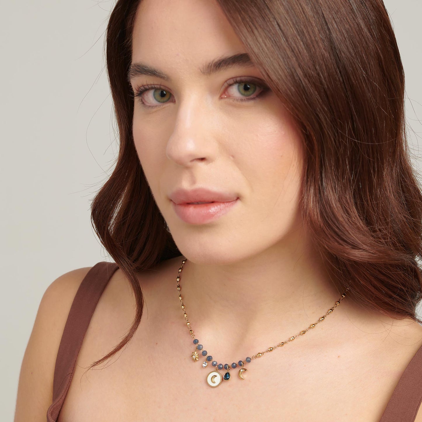 Mother Pearl Gold Charm Necklace