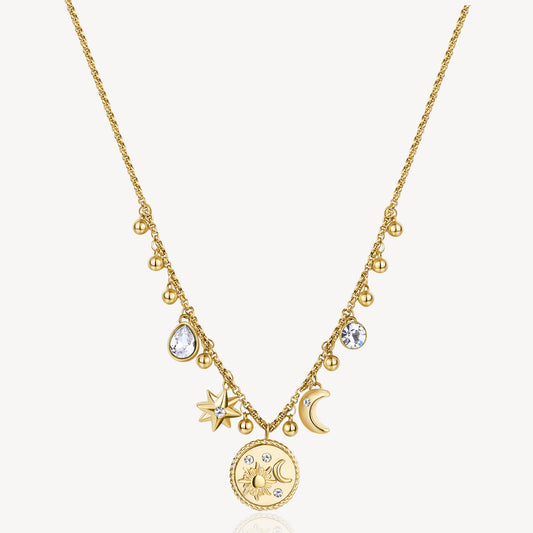 Women's Gold Charmed Chain Necklace