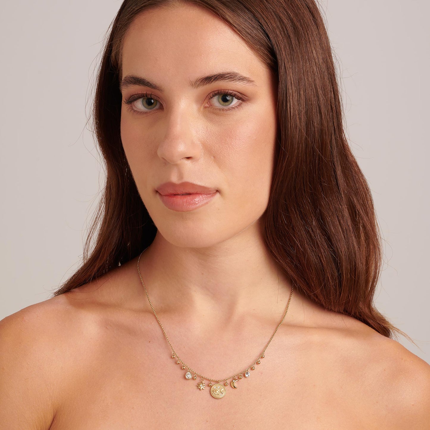 Women's Gold Charmed Chain Necklace