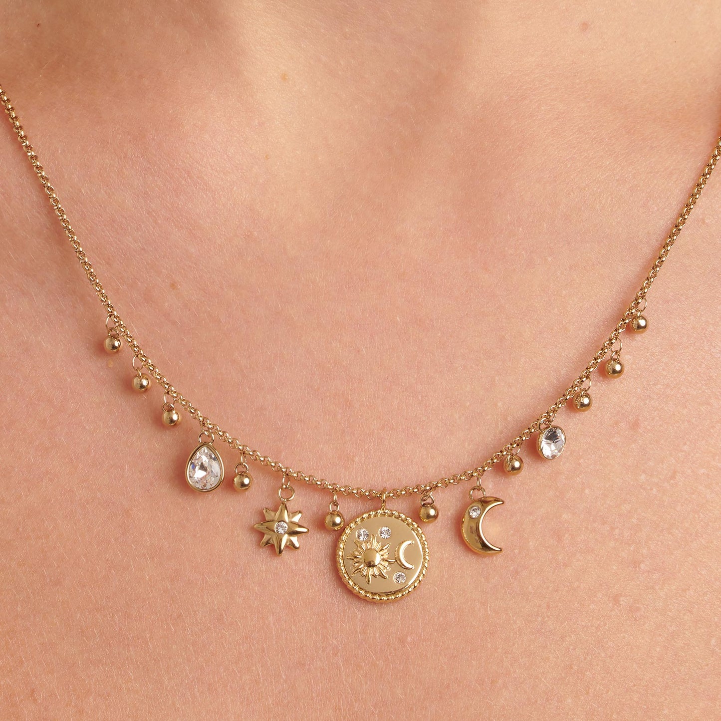 Women's Gold Charmed Chain Necklace