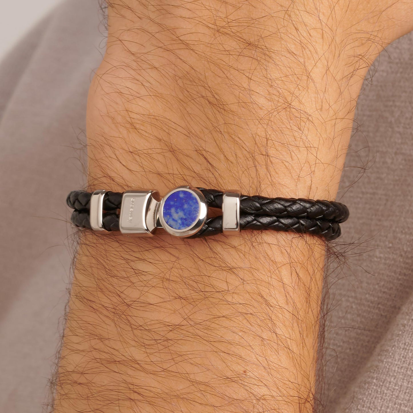 Stainless Steel Lapis Lazuli Leather Bracelet