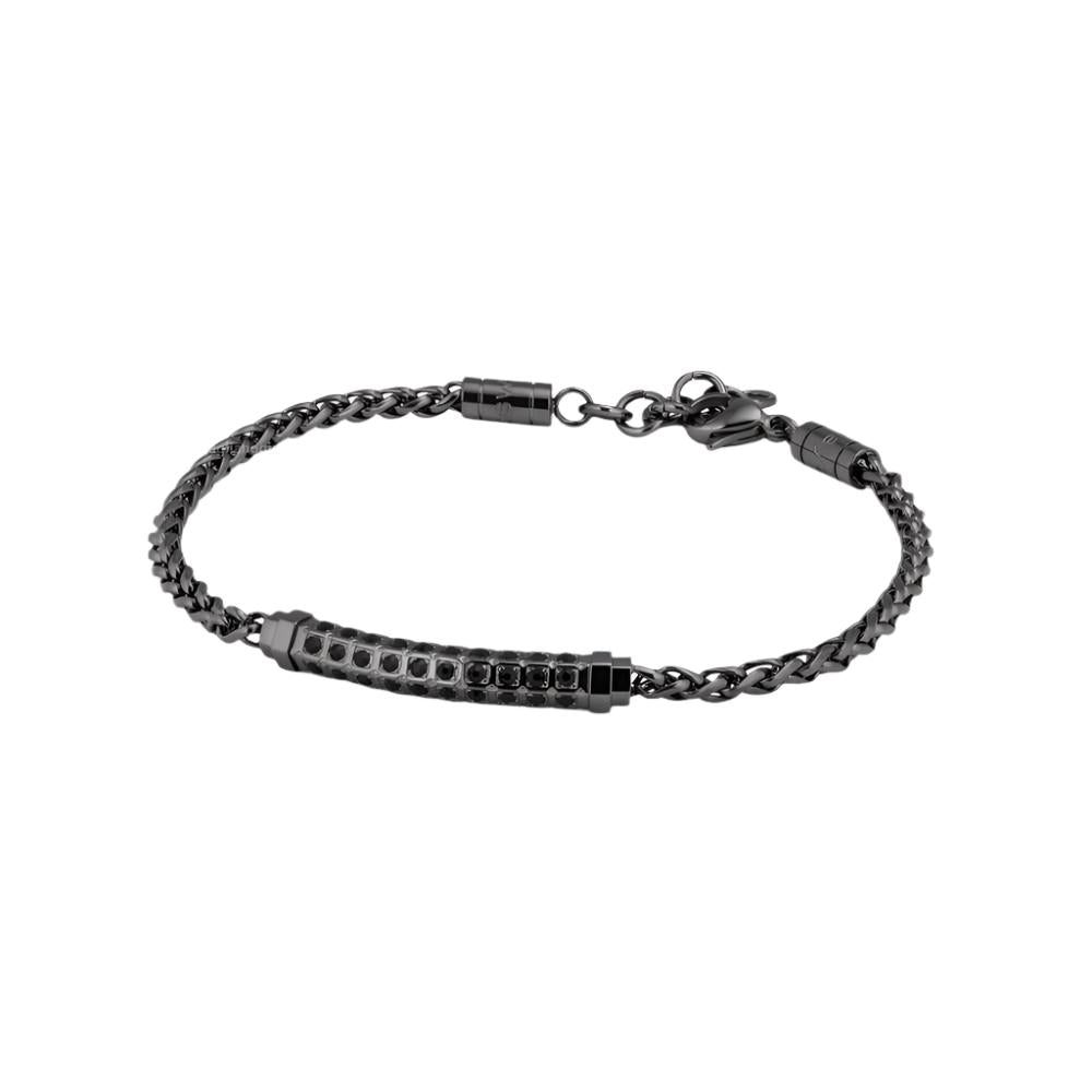 Stainless Steel with Black Stones Bracelet