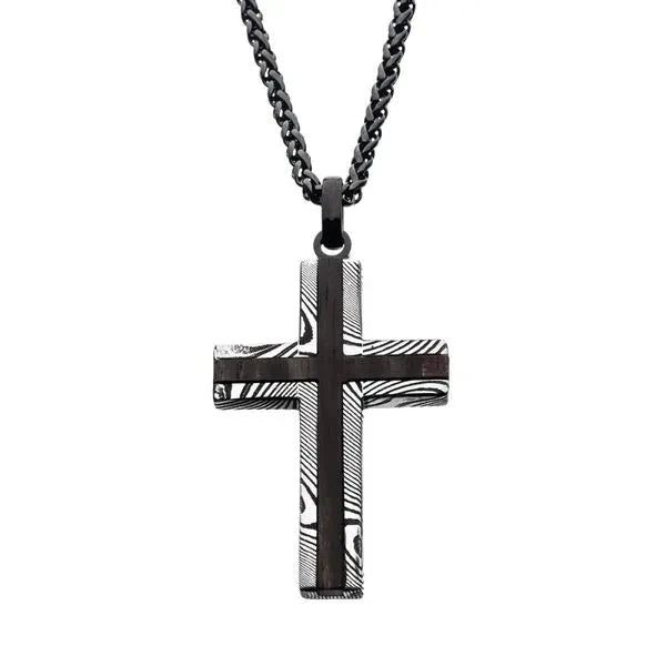 3mm Round Franco Necklace with Cross Pendant